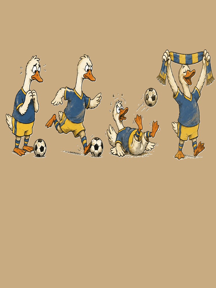 Four Soccer Geese Vintage Cartoon Penalty Kick by POD DYNASTY | Original Print On Demand T-Shirt Graphics