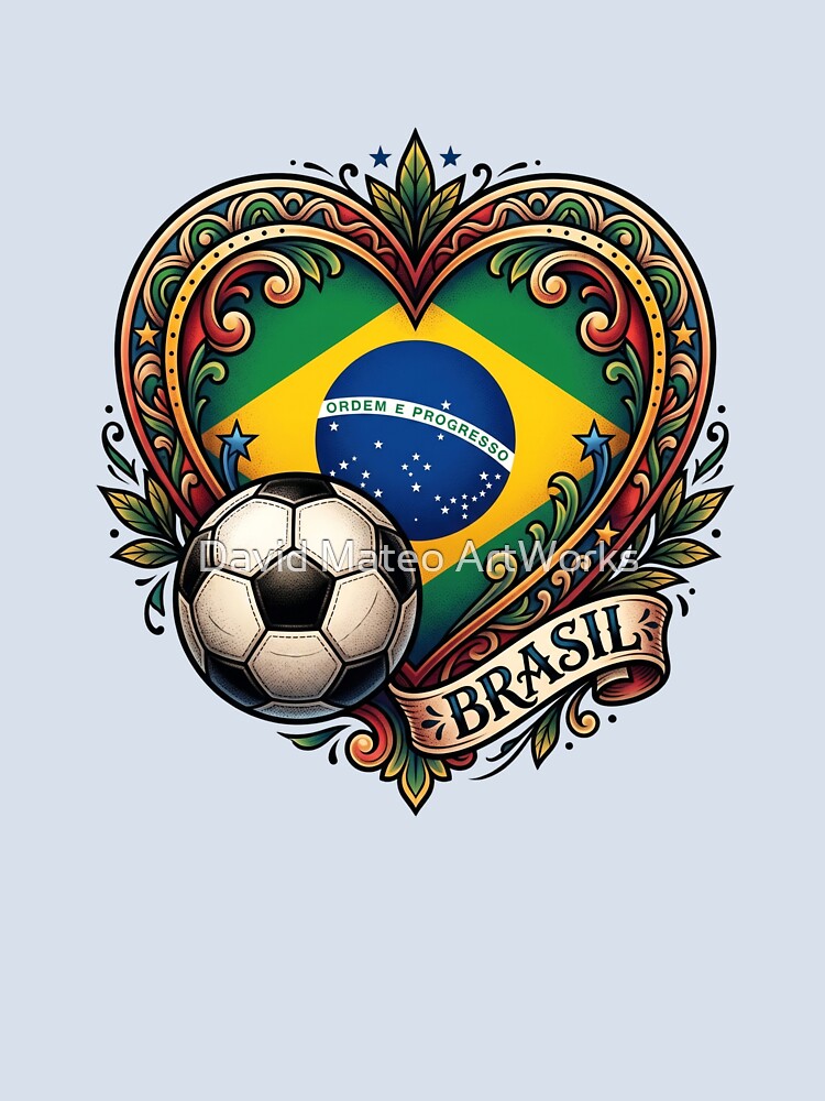 Brazil Heart — Neo Traditional Football Illustration World Cup 2026 by David Mateo ArtWorks