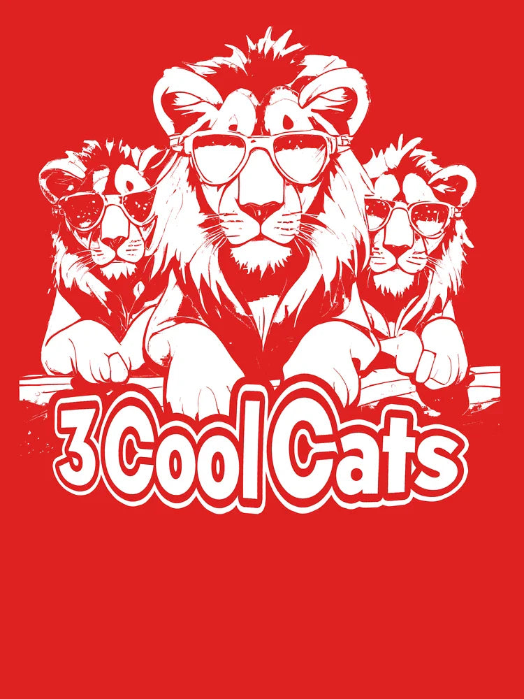 "3 Cool Cats" – Lion Crew Graphic Design All White Classic T-Shirt