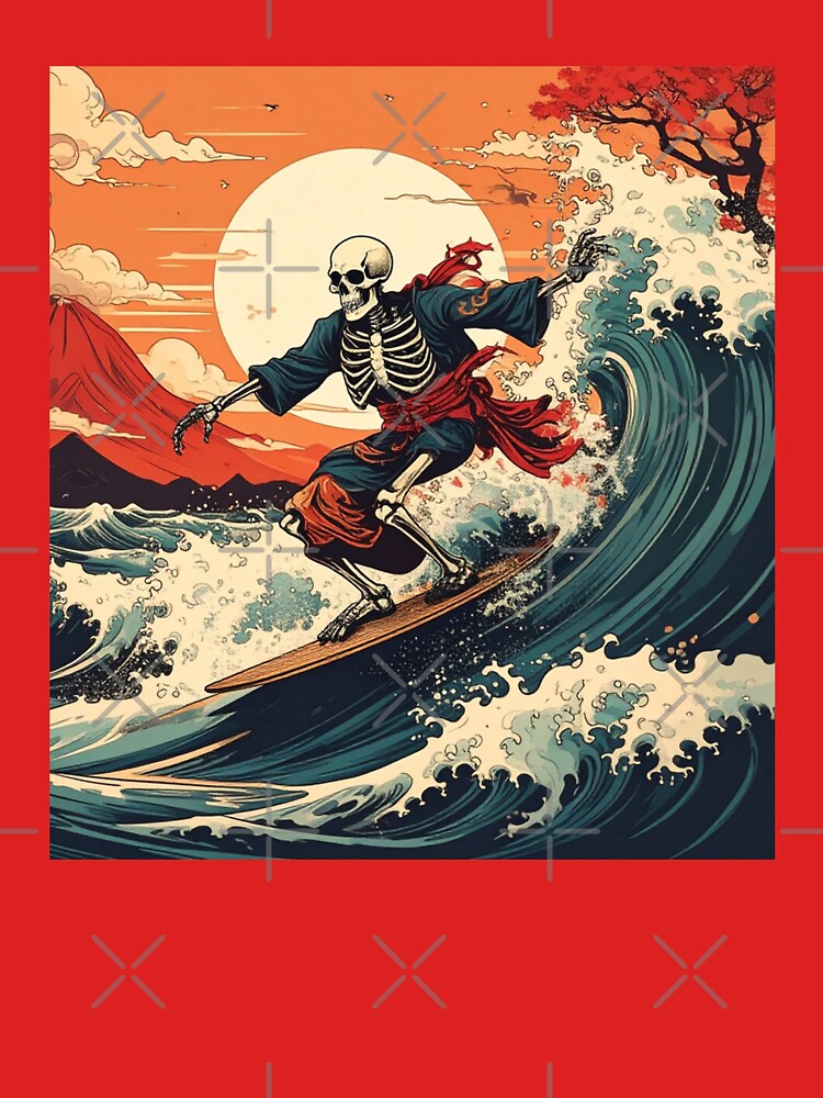 Japanese Surfing Skeleton Design in Edo Style by thelivingrp