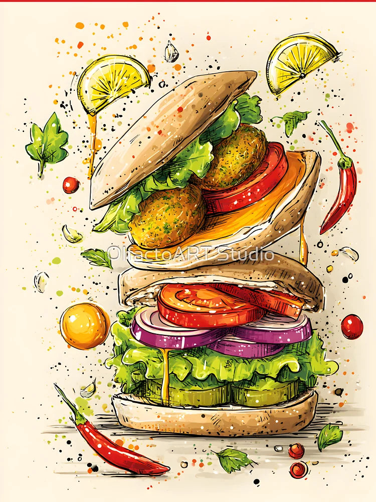 Stack of Flavor - Fresh Falafel, Veggies, and Bold Spices in a Colorful Pita Delight Classic T-Shirt