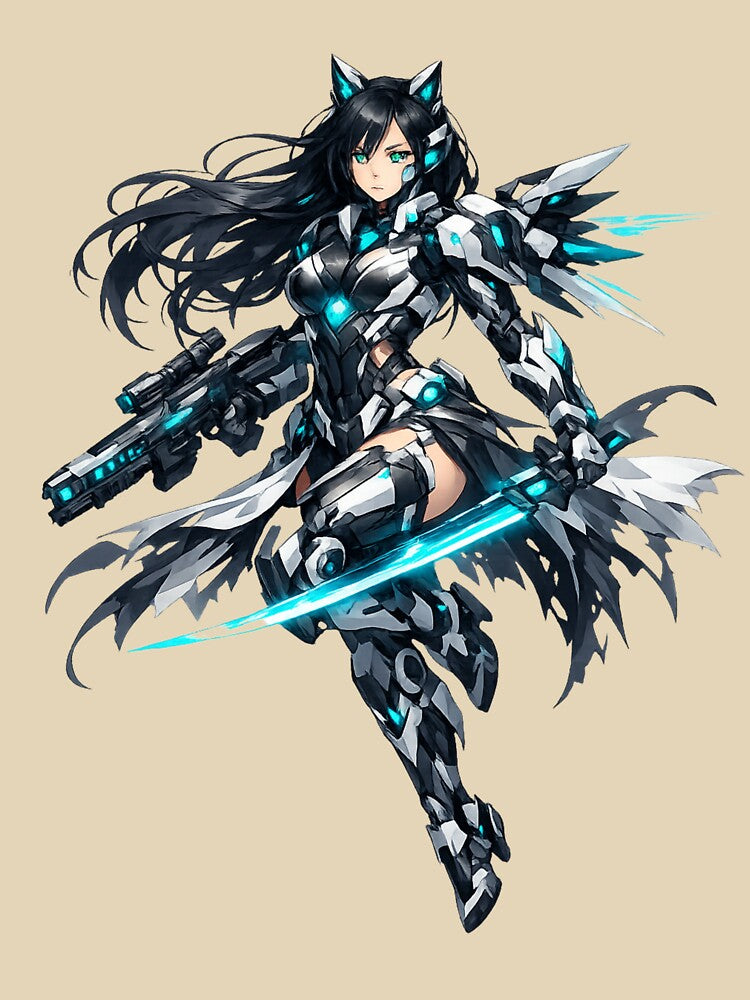 Cybernetic Mecha Neko Assassin-Futuristic Sci-Fi Anime Girl by Wear Sculpt