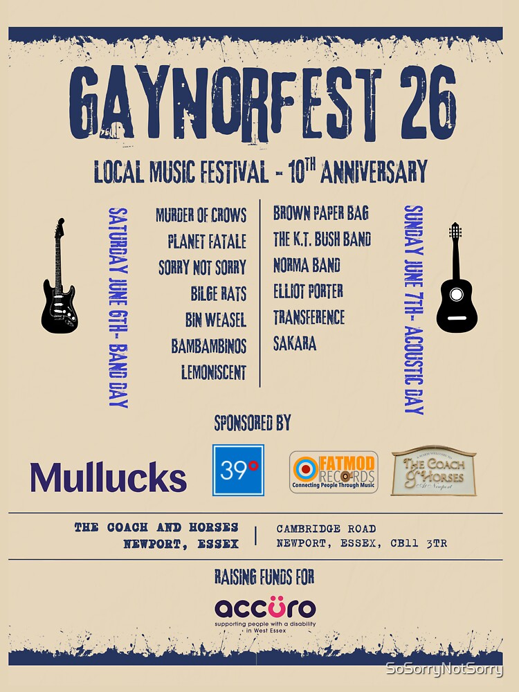 Gaynorfest 26 Festival  Merch by SoSorryNotSorry