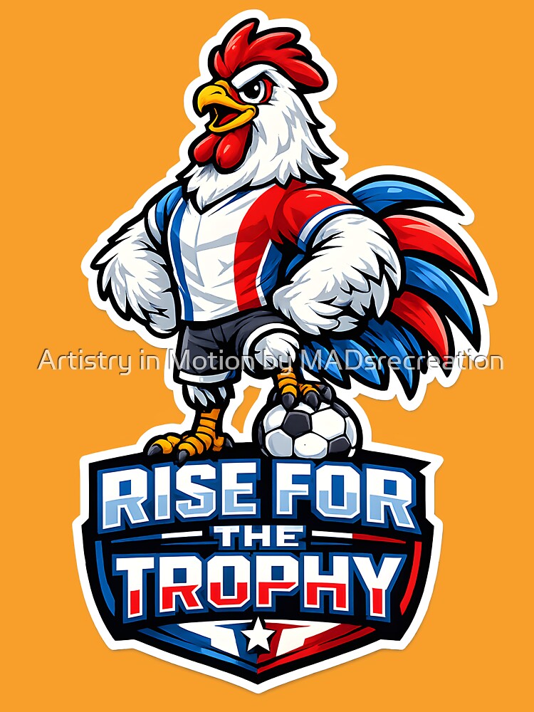 France Gallic Rooster Soccer Mascot – Rise for the Trophy Football Fan T-Shirt & Sticker by  Artistry in Motion by MADsrecreation