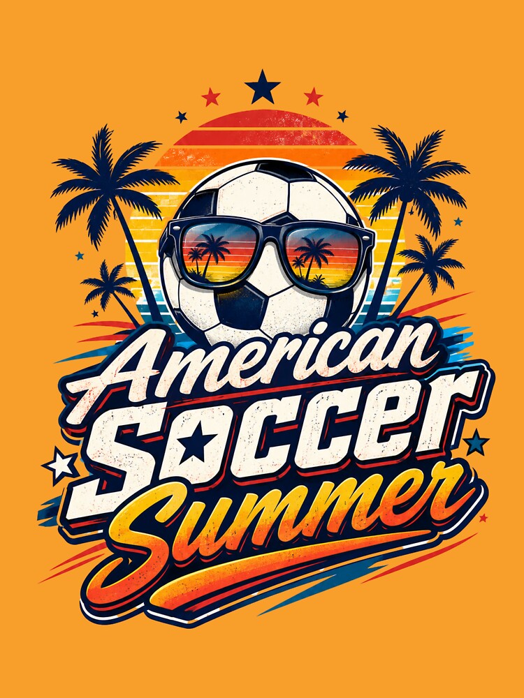American Soccer Summer Retro Fan Design by Stickers  Designer