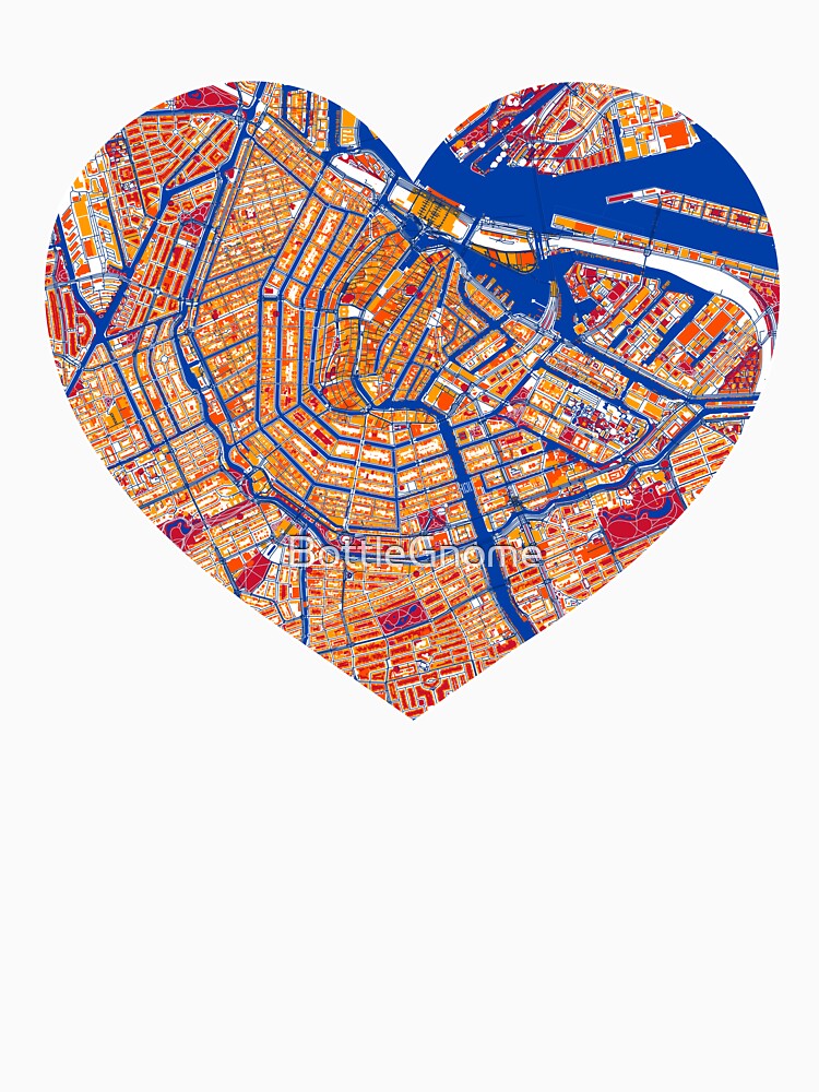 Amsterdam Oranje Heart Map light – Dutch Football City Art by BottleGnome