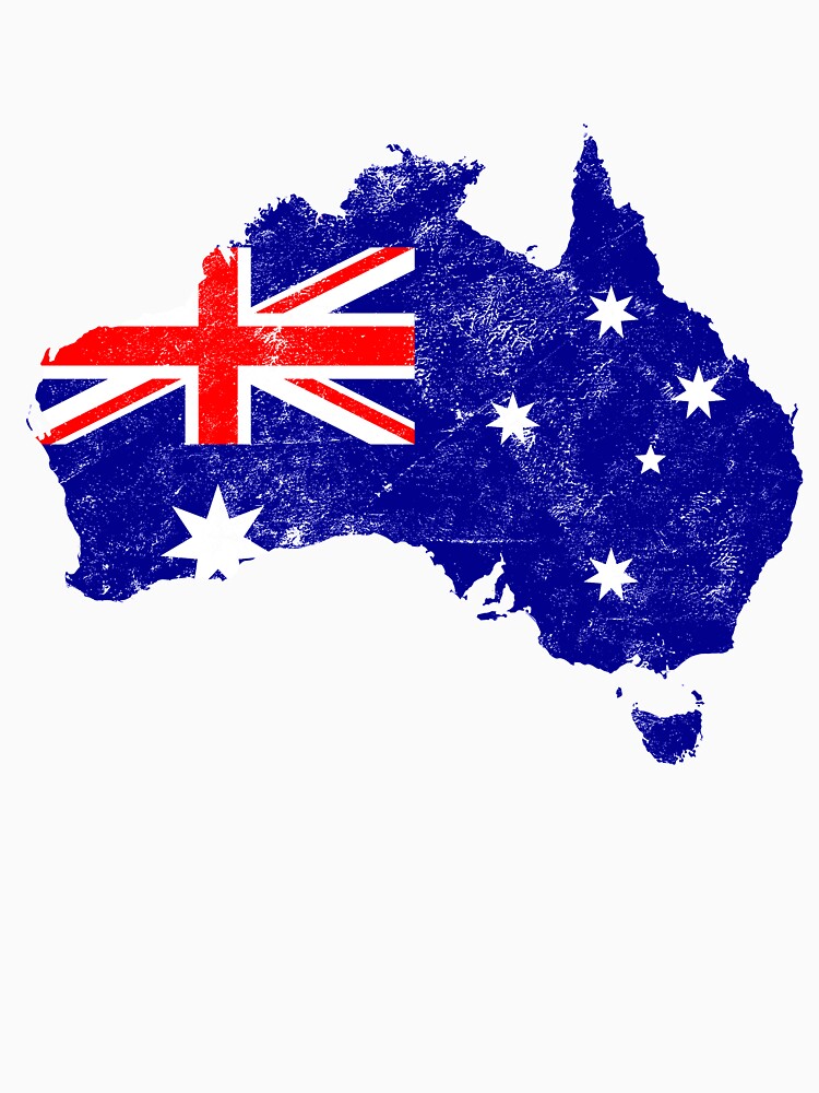 Australia Flag Map tshirt distressed vintage by farhanhafeez
