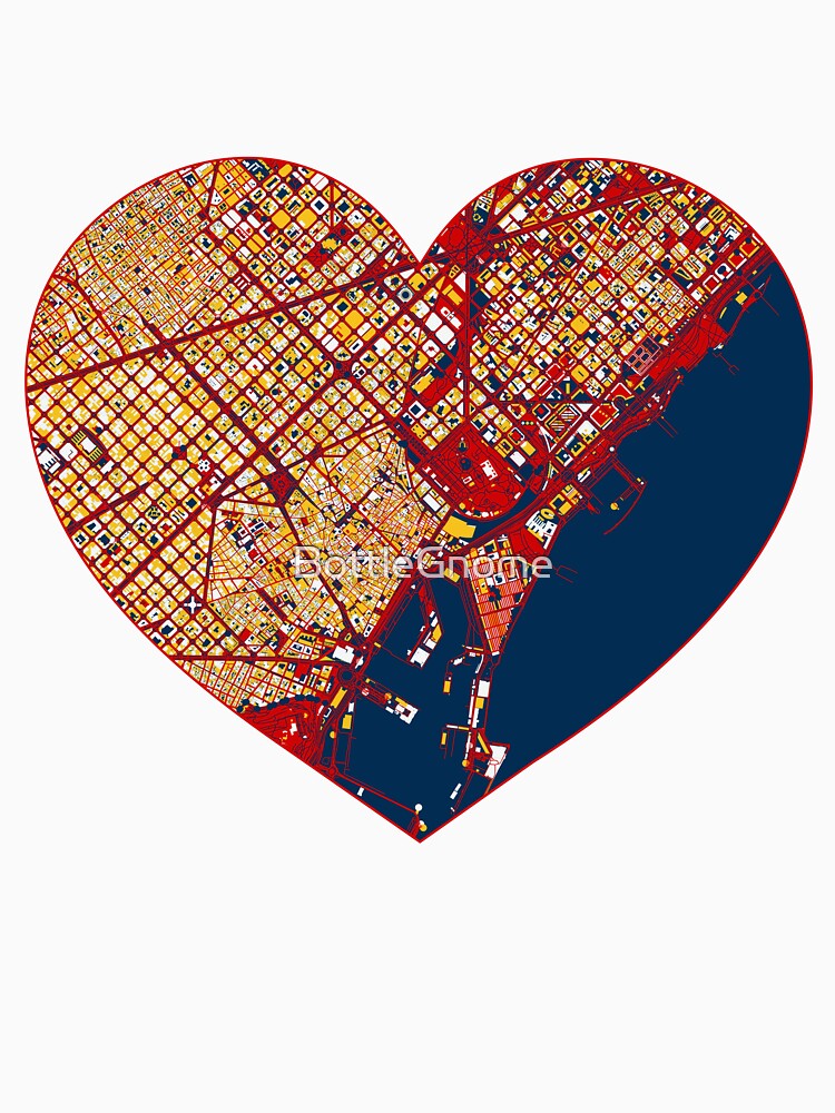 Barcelona Heart Map – Spanish Football Inspired City Art by BottleGnome