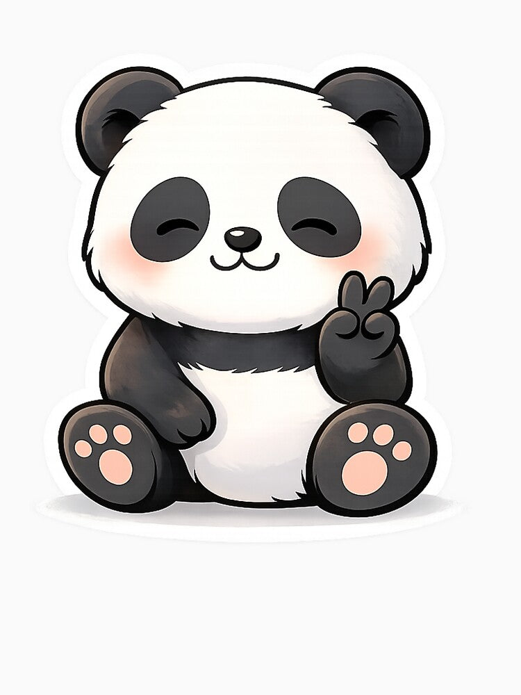 Cute Panda Peace Sign – Kawaii Panda Cartoon Sticker | Adorable Animal Aesthetic Art by snaperos