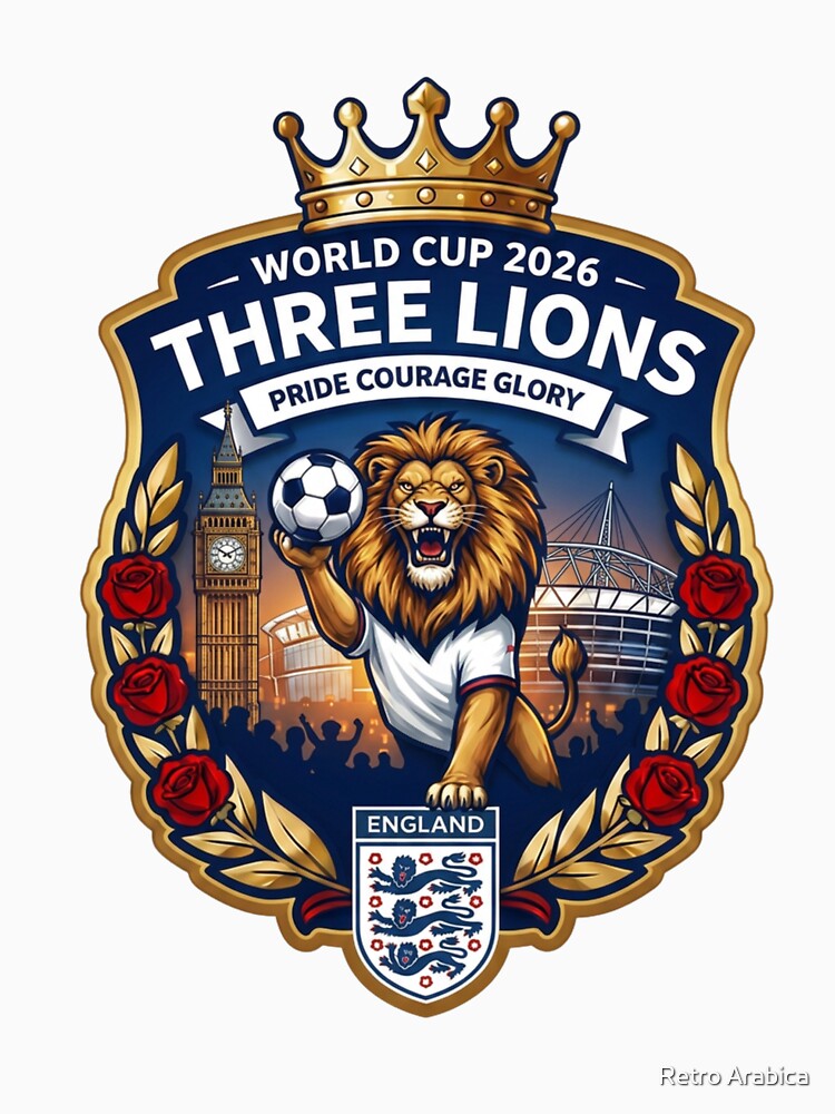 English Lion Football Fan Crest by Retro Arabica