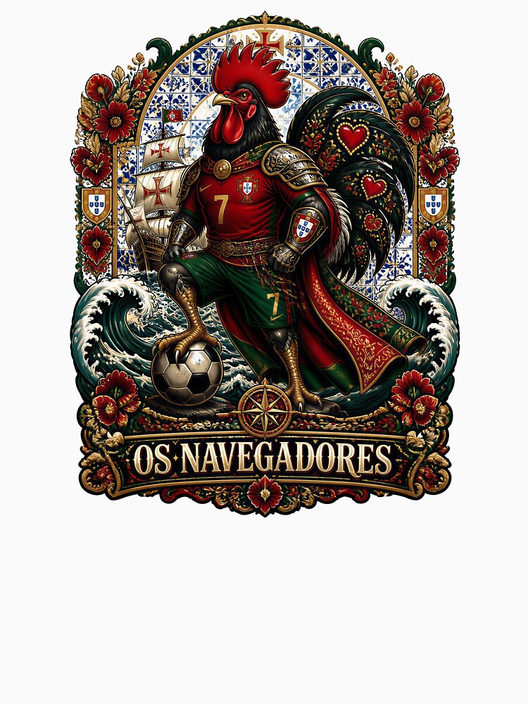 Portugal Soccer Rooster - Os Navegadores  Vintage Portuguese Football Fan T-Shirt by 18-30