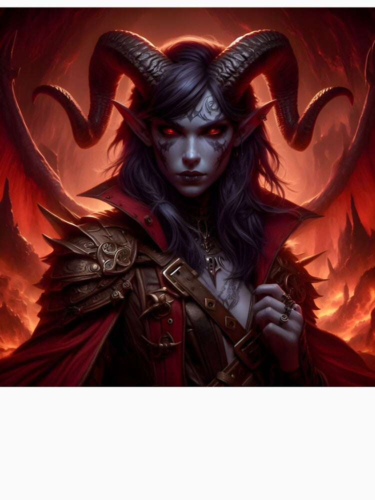 Female Tiefling Warrior by GalleryBrisArt