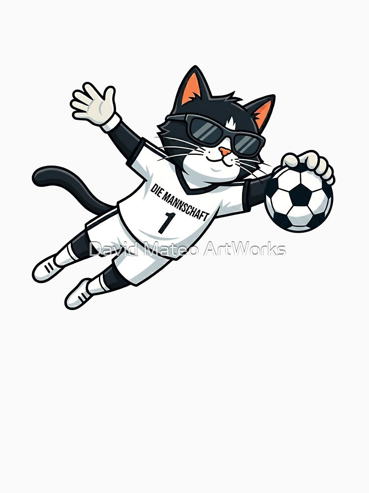 Germany Soccer Cat Bicycle Kick — Die Mannschaft Cartoon by David Mateo ArtWorks