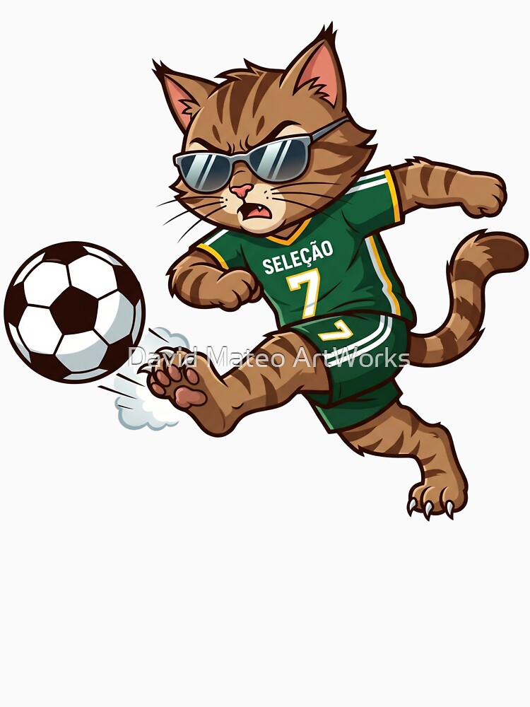Portugal Soccer Cat Power Shot — Selecao Number 7 Cartoon by David Mateo ArtWorks