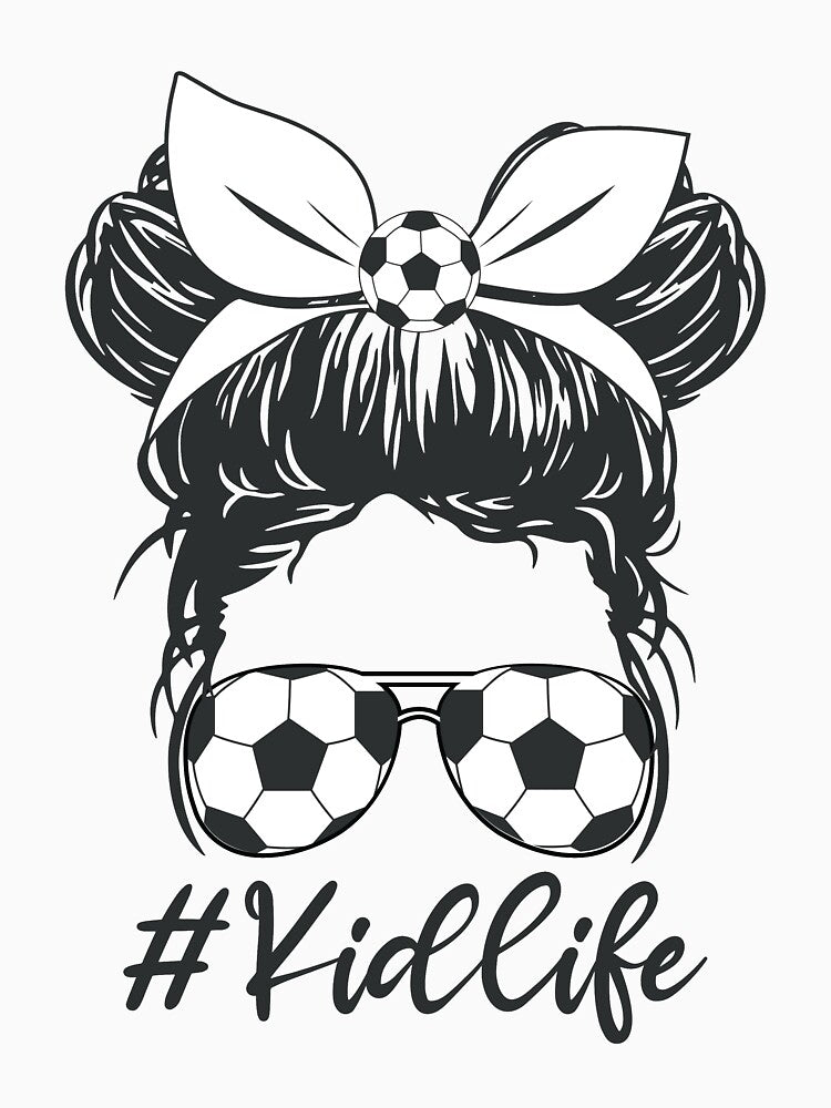 Soccer Kid Life Messy Bun Skull with Sunglasses Funny Soccer Lover Girls and Kids by clothesy7