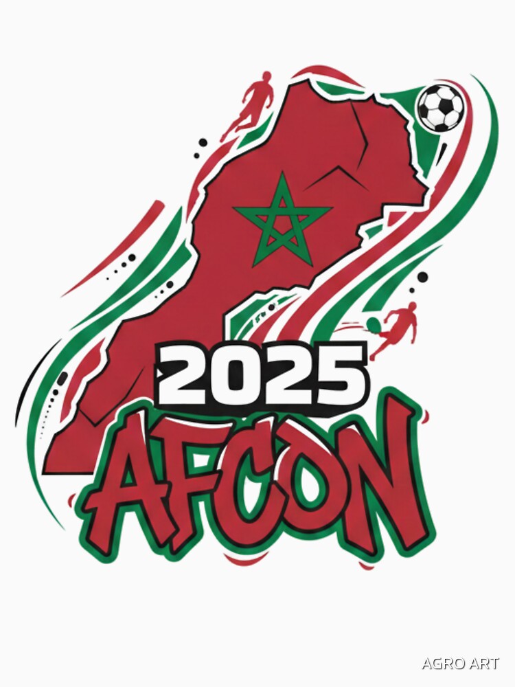 AFCON 2025 Morocco Map Football Graphic – African Soccer Art by AGRO ART