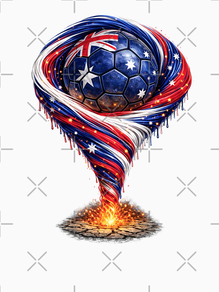 Australia Soccer Tornado: Blue White Red Vortex Art by FunToTheFullest