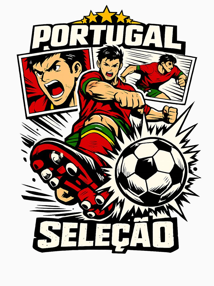 Portugal Soccer Anime Design – Seleção Football Player Kick Graphic Tee by JonelCrafts