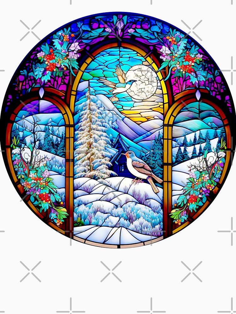 Stained Glass Christmas Windows Fitted Scoop T-Shirt Hoodie, Sweatshirt | PureTeeCo.com (Image 3)