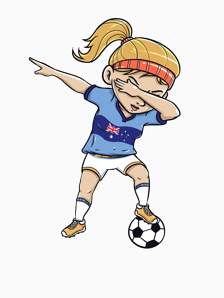 Dabbing Soccer Player Funny Australia Fan T-Shirt girl by Pummli
