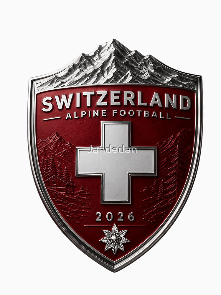 Switzerland Football Crest, Alpine Soccer Emblem by Jandedan