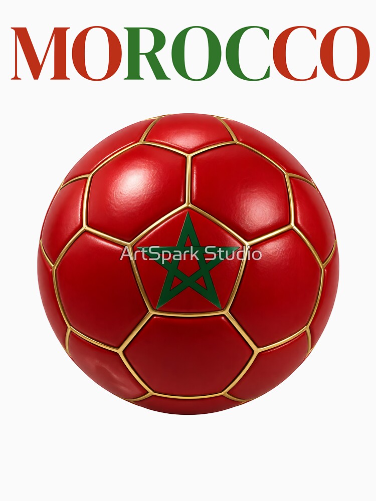 Morocco Soccer Ball Red Green Football Design Moroccan Flag Sports Fan Gift by ArtSpark Studio