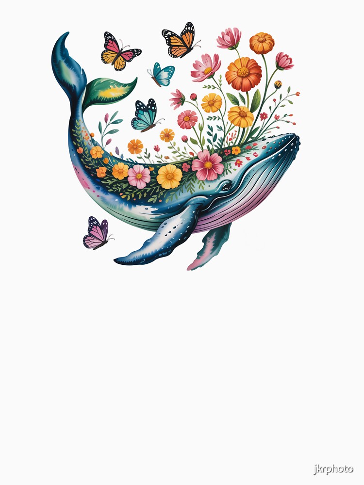 Floral Whale and Butterflies by jkrphoto