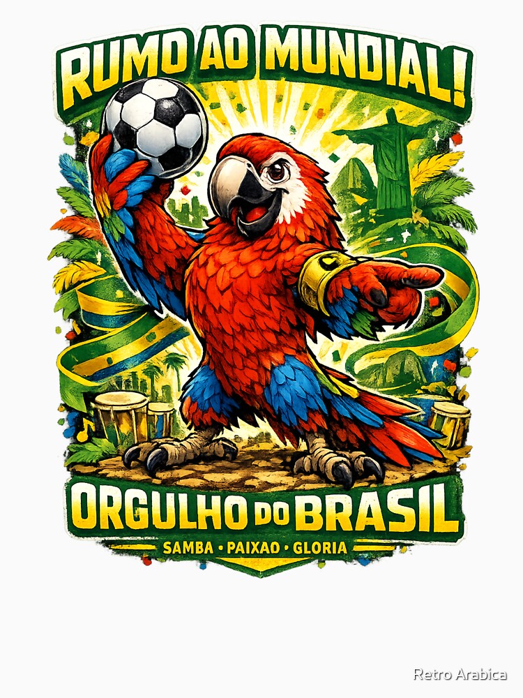 Brazil World Cup 2026 Macaw Fan Art by Retro Arabica