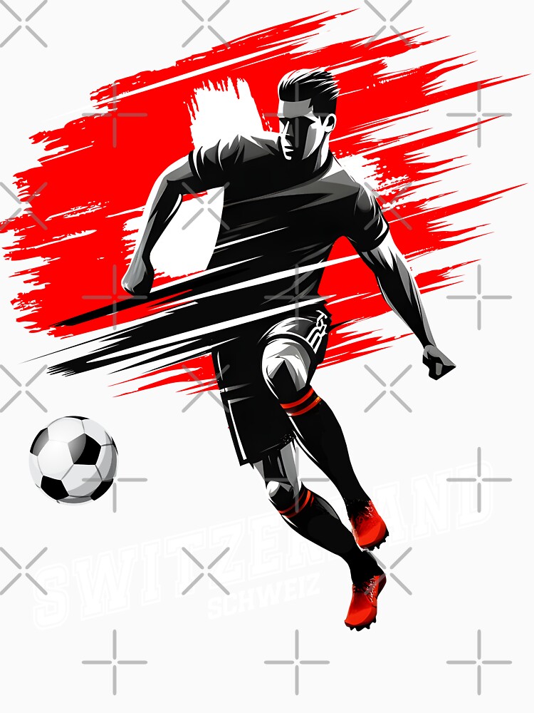Football Soccer Switzerland Swiss Flag Player Grunge Silhouette by Infinitee8hirts