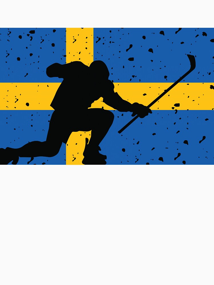 Sweden Ice Hockey Silhouette Celebration Distressed by CanvasTee