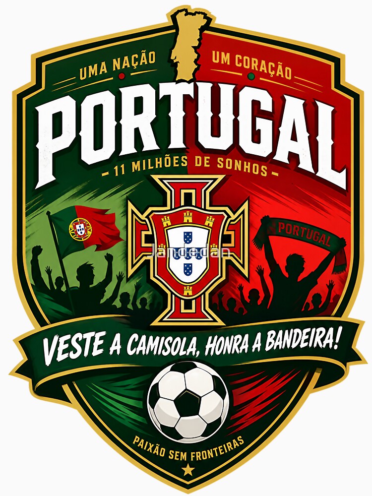 Portugal Football Fans Emblem — Green & Red Vector Badge Design by Jandedan
