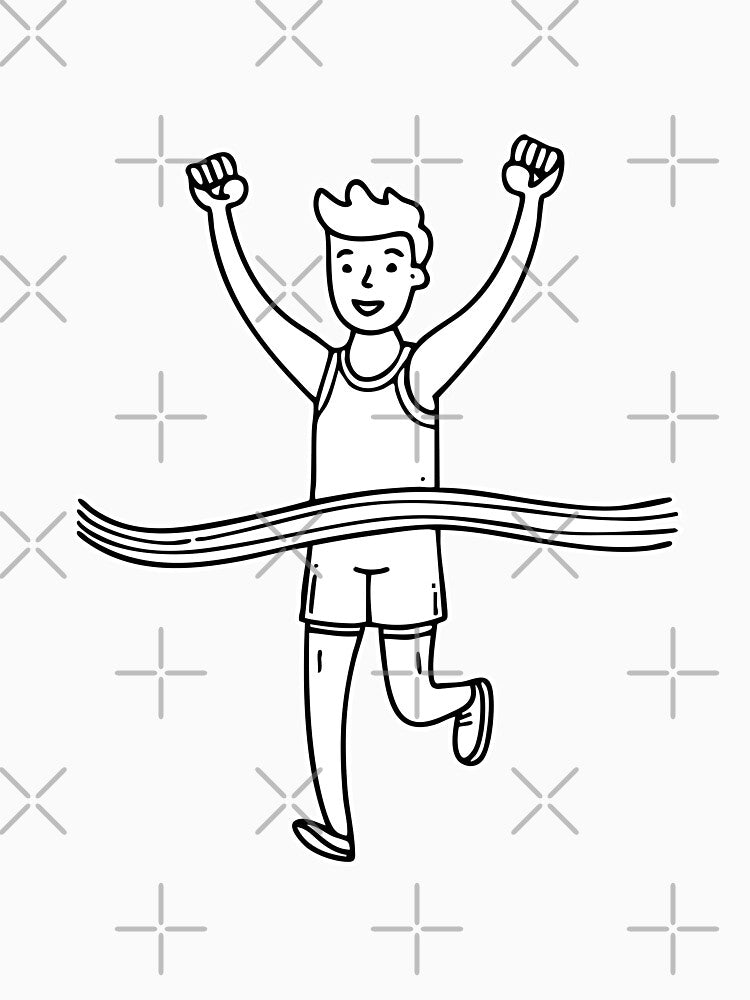 Runner raising arms at finish line by rasagamastore