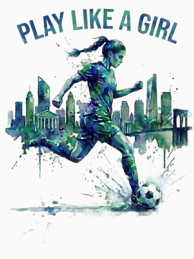 Play Like a Girl NYC Soccer Watercolor Art by laughingshirts