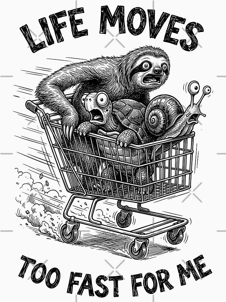 Sloth Turtle Snail Funny Animals Life Moves Too Fast by GrandeDuc