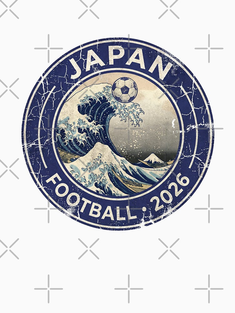 Japan 2026 Football - The Great Wave Vintage Soccer Badge by Imaginationbeyond