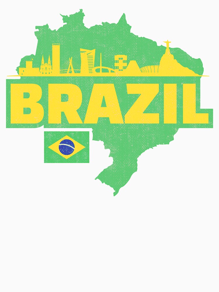 Retro Brazil Map, Flag, and Skyline by UNK-Fatigues