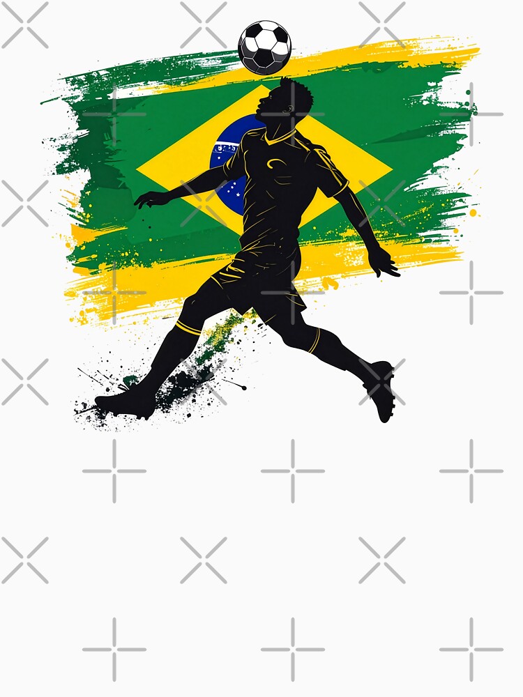 Brazil Soccer Player Art — Brasil Football Flag Action Fan Print by icemanphotos