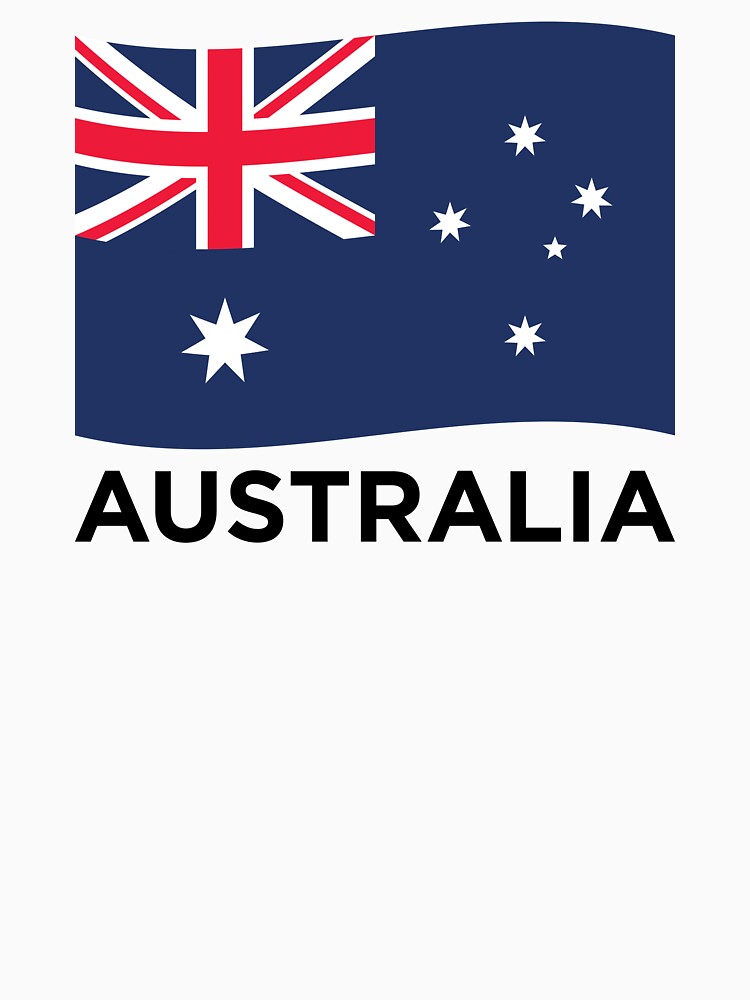 Australia Wave Flag With Text (On White) by STUDIO-72