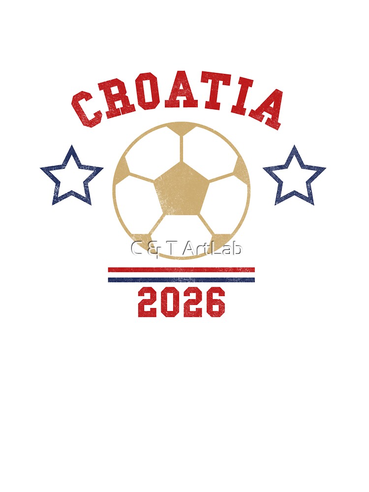 Croatia Football Vintage Tee 2026 by C & T ArtLab