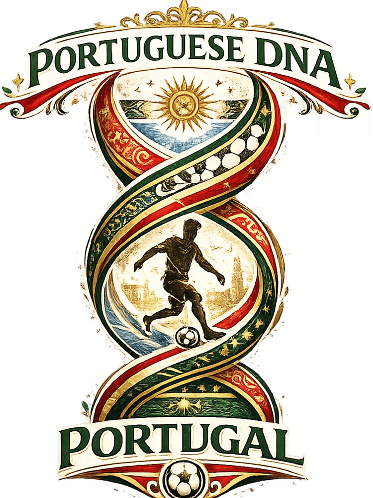 Portuguese DNA Football T-Shirt | Portugal Soccer Fan Design by Atlas Ink Lab