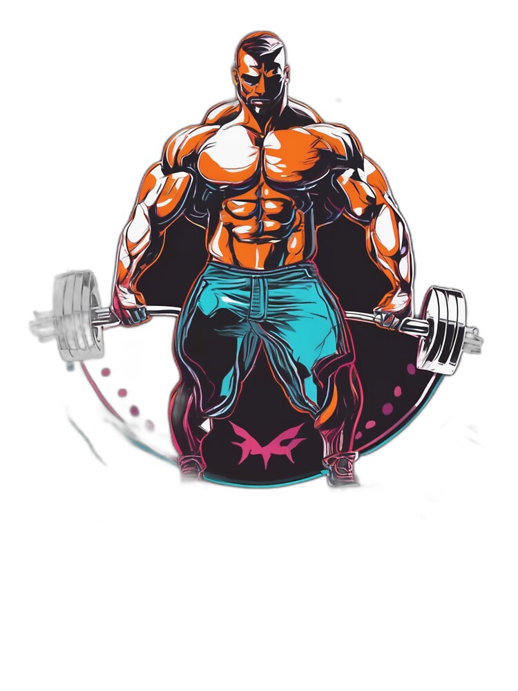 Muscular Bodybuilder Lifting Barbell Logo Design by Bad7Wear