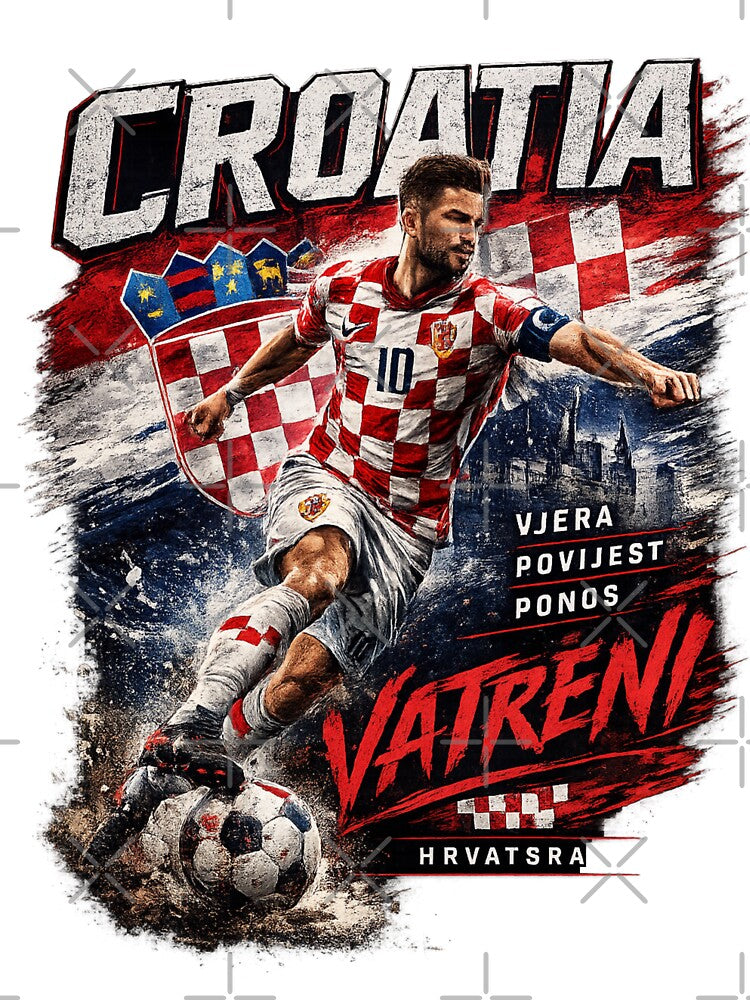Croatia Football Fan Art T-Shirt | Croatian Soccer Supporter Graphic | Vatreni Inspired Sports Design by CosmoMerchStore