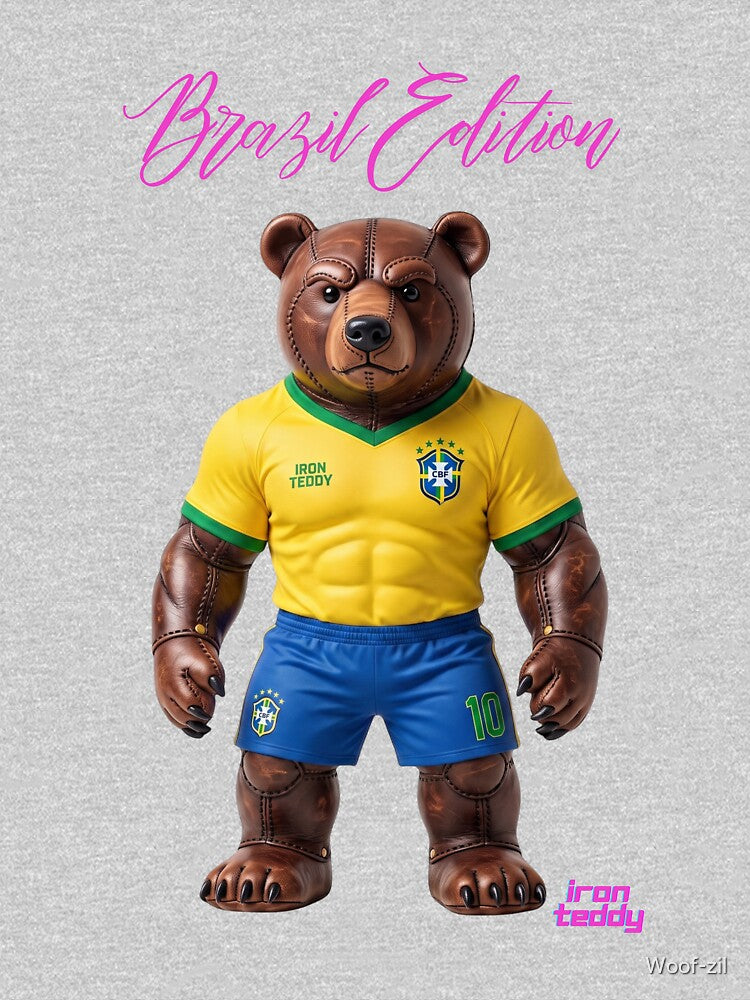 Brazil Soccer Iron Teddy - Muscular Football Bear by Woof-zil