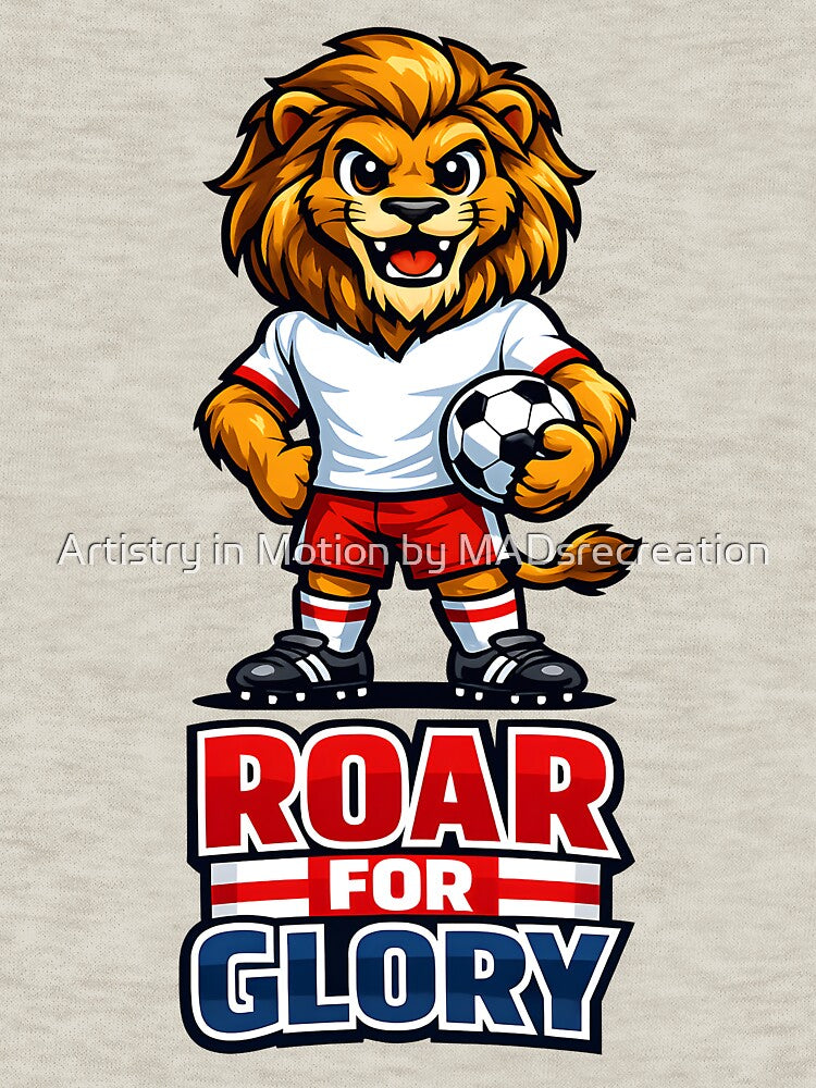 England Lion Soccer Mascot – Roar for Glory Football Fan T-Shirt & Sticker by  Artistry in Motion by MADsrecreation
