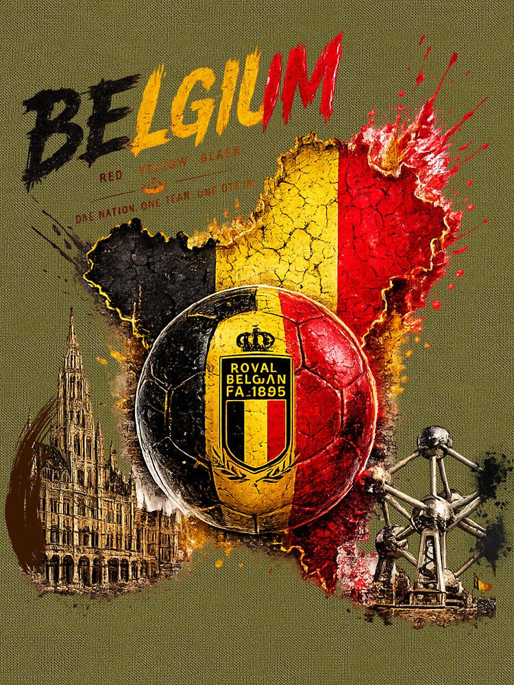 Belgium Football Map Art | Belgian Soccer Fan Graphic | Red Devils Inspired Sports Design by TheWorldGameStudio