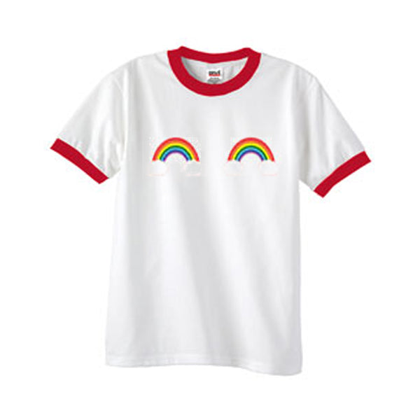 rainbow boobs ringer t shirt Hoodie, Sweatshirt | PureTeeCo.com