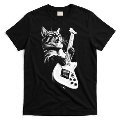 Rock Cat Playing Guitar Funny Guitar Cat T-Shirt Hoodie, Sweatshirt | PureTeeCo.com