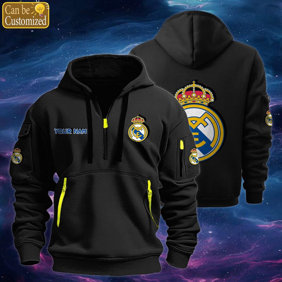 Reall Madridd Quarter Zip Hoodies – Custom Tactical Pullover Hooded Sweatshirt