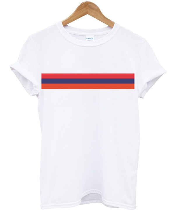 red blue orange strips accross t-shirt Hoodie, Sweatshirt | PureTeeCo.com
