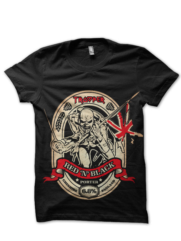 Iron Maidenâ€™s â€˜Trooper Red â€˜Nâ€™ Blackâ€™ Black T-Shirt Hoodie, Sweatshirt | PureTeeCo.com